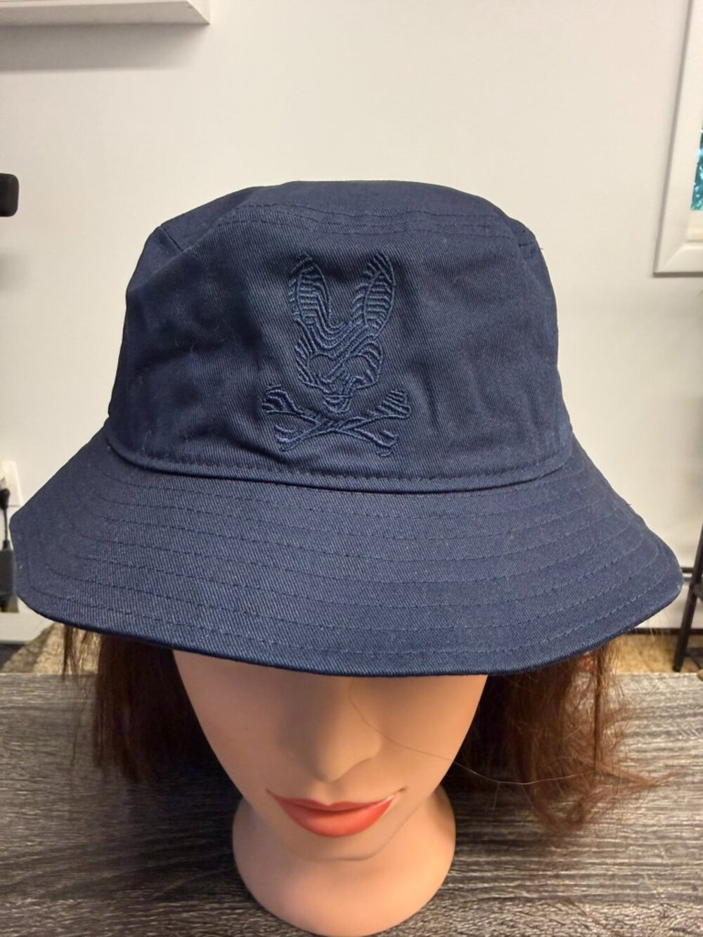 NEW $60 Psycho Bunny Mens Edge Bucket Hat in Navy Size O/S. + Free Gift!!